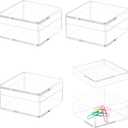 KissYou Acrylic Box Clear Display Boxes with Lids 4 Packs Square Cube Jewelry Storage Box Graduation Wedding Birthday Party Candy Boxes