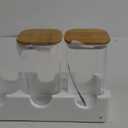 ComSaf Airtight Glass Storage Canister with Wood Lid (1.6 Qt), Clear Food Storage Container Jar with Sealing Lids for Oat Pasta Flour Cereal Rice Sugar Tea Coffee Beans, Set of 2 Square Cookie Jar