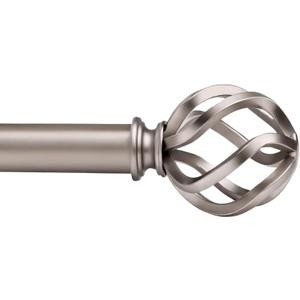 Satin Nickel Curtain Rods 18 to 88 Inches, 1 Inch Modern Drapery Rods, Adjustable Heavy Duty Curtain Rod, with Twisted Cage Finial for Home & Office (18"-88"Satin Nickel)