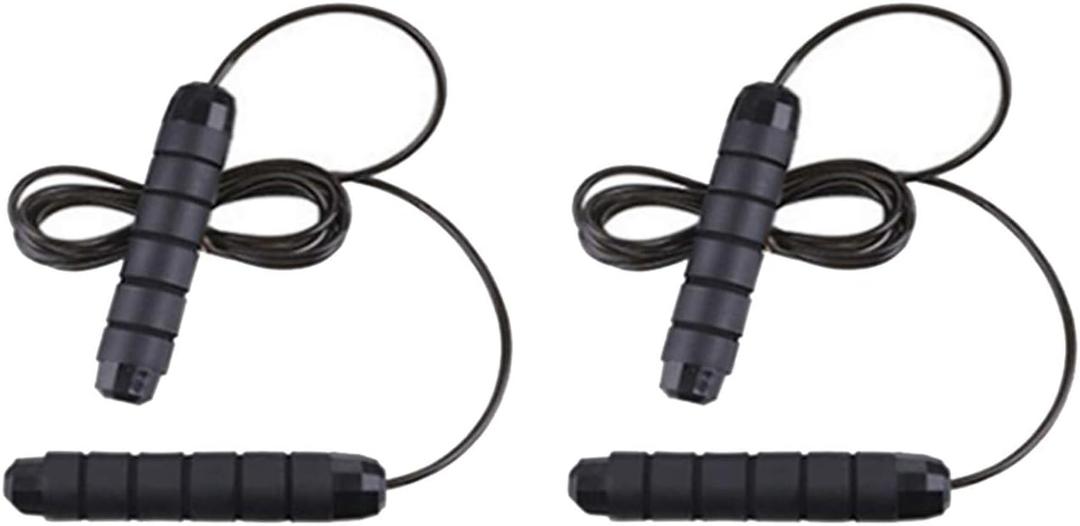 Jump Rope, Adjustable Length Speed Skipping Tangle-Free Steel Jump Rope with Foam Handles for Adult and Kids Home Exercise Workout Fitness Gym - 2 Pack
