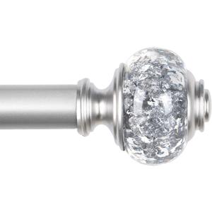 7/8 inch Curtain Rods for Windows 66 to 120 Inch, USFOOK Telescoping Splicing Drapery Rods, Decoration for Home with Silver Decorative Translucent Finials