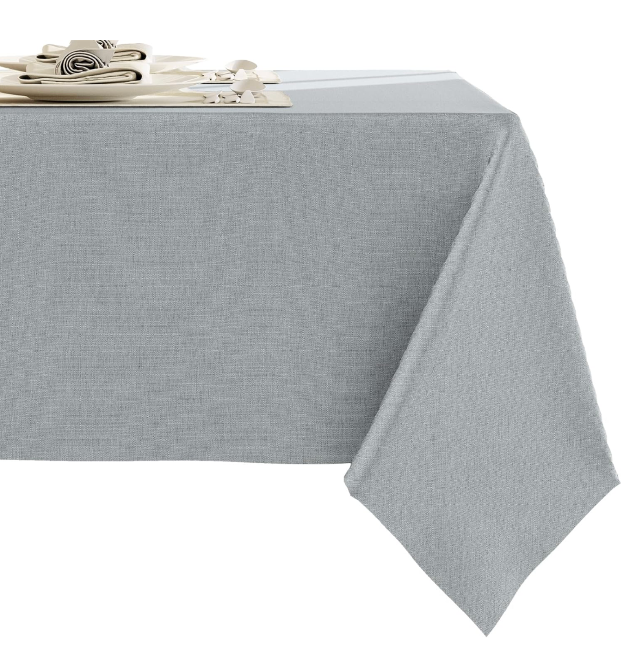 RUOYU Heavy Linen Blend Grey Tablecloths - 70" x 55" Premium Solid Tablecloth Stain Resistant Waterproof Table Cover for Dining Kitchen Banquets and Buffet Soft and Thick Fabric Wrinkle Free