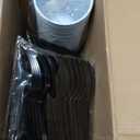 MirthMood 350PCS Black Disposable Plates,Black Plates,Plastic Party Supplies, Includes 50 Dinner Plates, 50 Salad Plates, 50 Silverware, 50 Napkins and 50 12OZ Cups for Wedding & Birthday & Party