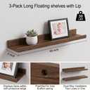 WOPITUES Floating Shelves for Wall, 48" Picture Ledge Shelf, Black Walnut