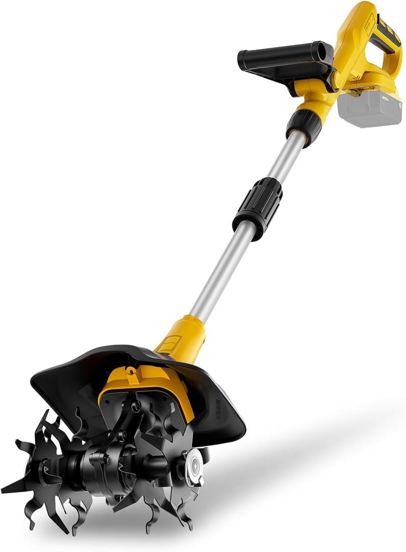 Cordless Garden Tiller Cultivator, Compatible with DeWalt 20V MAX Battery, 360 RPM High Torque, 9" Width x 7" Depth, Lightweight Garden Soil Tool for Weeding, Tool Only-Battery Not Included