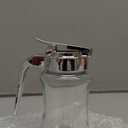 J&M DESIGN Glass Syrup Dispenser Bottle for Maple Syrup, Honey Pot or Sugar Jar W/Handle Shaker For Pancakes, Coffee, Cereal Bowl, Tea Pour Spout Lid Easy Spoon Measure 7.5oz Container Holder