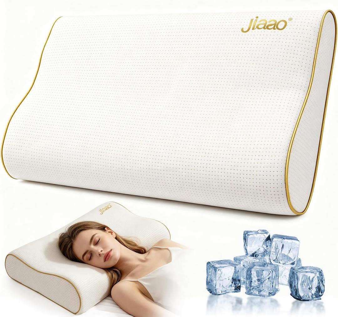 Cervical Neck Pillow for Pain Relief, Queen Size Cooling Hybrid Silicone Memory Foam Ergonomic Contour Sleeping Pillow for Side, Back & Stomach Sleepers, Fully Washable Bed Pillow