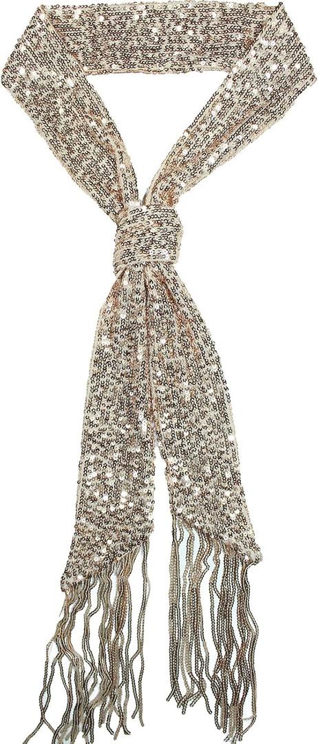 Small Scarf With Fashionable Sequins For Decoration (Tassel Rose Gold)