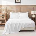 White Comforter Set Queen Size Bed in A Bag 7 Piece Pinch Pleat Bedding Set,Pintuck Ruched Flowers Bed Set with Comforter, Sheets, Pillowcases & Shams