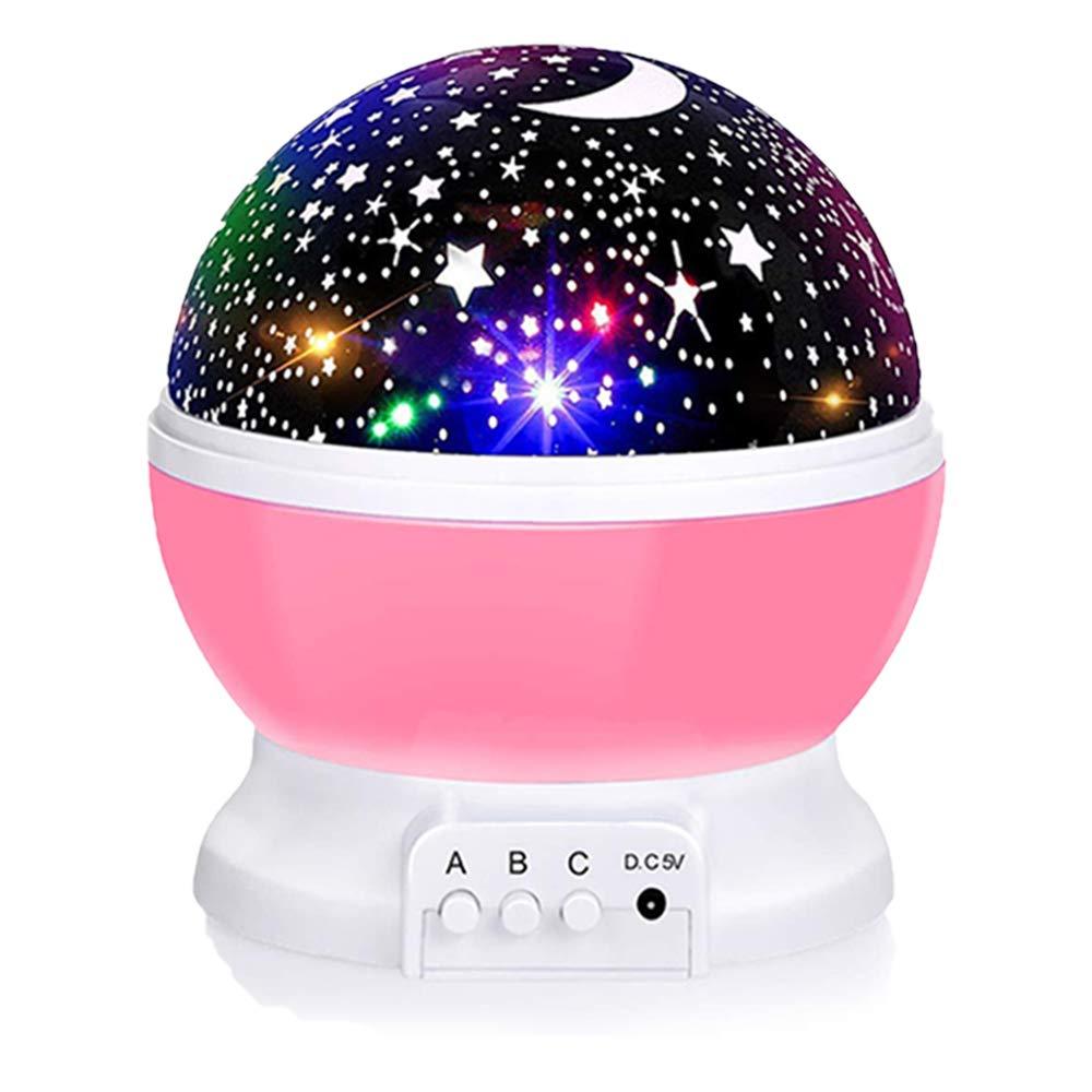 Borelor Star Night Light for Kids, 12 Color Changing Lights Modes with USB Cable, 360Rotating Moon Star Projector Desk Lamp for Bedroom Party Decor & Girls Birthday Gift (Red)
