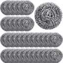 Yinkin 100 Pieces Stainless Steel Scrubber Bulk Steel Wool Scrubber Metal Sponge Wire Scouring Pad Heavy Duty Clean Dish Pot Pan and Oven for Kitchen, Bathrooms, and More (Silver)