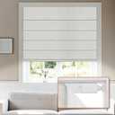 No Tools No Drill Roman Shades, Cordless Blackout Roman Blinds for Windows, Room Darkening Window Shades, Smooth Push & Pull, Easy to Install, Beige, 30" W 48" H