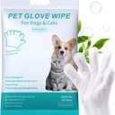 Pet Cleaning Glove Wipes for Dogs & Cats, Cleaning and Deodorizing Disposable Bathing Wipes for Fur, Paws and Butt,Rinse Free for Grooming and Travel, Hypoallergenic Unscented, 6 PCS