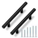Probrico 10 Pack|3-1/2 inch Hole Center Cabinet Pulls Black Cabinet Handles Stainless Steel, Modern Style Round T bar Handles Dresser Drawer Pulls, Kitchen Cabinet Knob Hardware