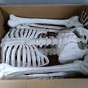 JOYIN 5 FT Halloween Skeleton Life Size, Stayable Posable White Skeleton Decor, Full Body Movable Joints Giant Skeletons for Halloween Decoration, Spooky Scary Graveyard Party, Haunted House Prop