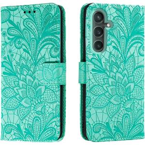 for Samsung Galaxy A25 Embossing Wallet Case Kickstand Magnetic Flip Cover Credit Cards Slot with Stand for PU Leather Shockproof Flip Magnetic Case for Samsung A25 (Green)