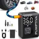 Pumptiva Tire Inflator Portable Air Compressor, 3X Faster Portable Tire Inflator for Car 150PSI Air Pump for Car Tires with LED Light, Auto Shut-Off for Motorcycle, Bicycle, Bike, Ball (Black)