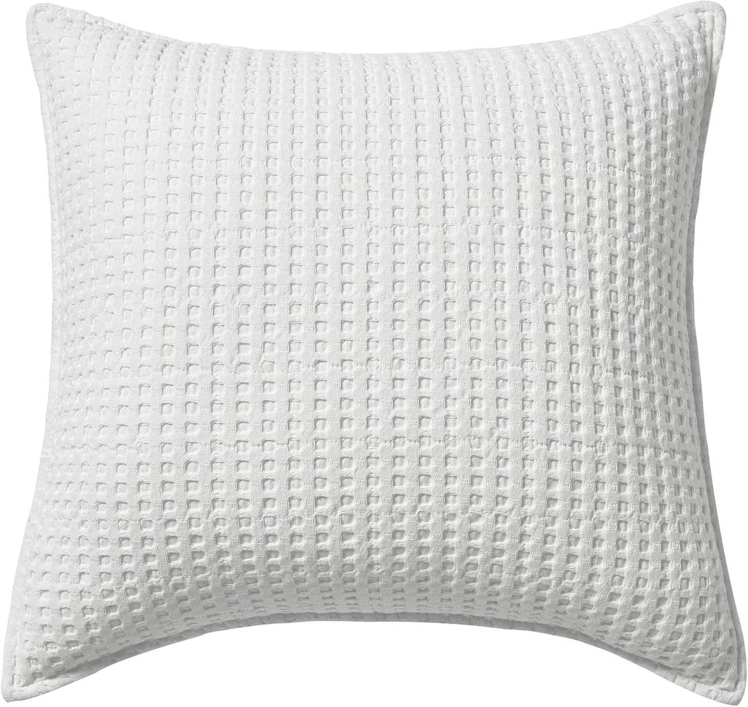 Levtex Home - Mills Waffle - Decorative Pillow - Poly Filled - Bright White - Sham Size (20 x 20in.)