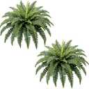 Richeerca Fake Ferns, 35IN Large Fake Bush Plants, 2 Artificial Boston Ferns with 39 Fronds for Outdoor Hanging Planter Garden Porch Entrance Home Decor
