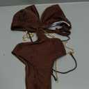 OYOANGLE Women's One Piece Swimsuit Ring Linked Cut Out Bathing Suit High Cut Swimwear (Medium, Coffee Brown)