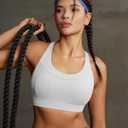 RUNNING GIRL High Impact Sports Bra for Women,Criss-Cross Back Top with Moulded Cups Womens Sports Bra High Support (Gray, M)