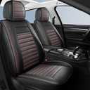 Car Seat Cover,Breathable Horizontal Stripes Faux Leather Automotive Seat Covers,Universal Auto Seat Covers for Cars Sedans SUV Pick-up Truck(Style2,2 PCS Front Seat,Black+Brown)