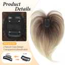 Hair Topper with Bangs Clip, 360 3D Cover Hair Toppers for Women with Thinning Hairs, 10 Inch Straight Clip in Bangs Hairs Piece for Women Daily Wear (RT6/27/613#-Ombre Light Brown to Blonde)