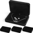 Hacaroa 4 Pcs Jewelry Set Box Medium Size, Earring Ring Necklace Gift Box Plush Jewelry Display Case, Pearl Necklace Pendant Storage Case for Wedding, Anniversary, Mother's Day, Travel, Black