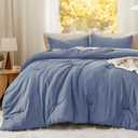 Bedsure California King Comforter Set, Blue Soft Prewashed Bedding for All Seasons, 3 Pieces Gentle Soft Bed Set, 1 Lightweight Comforter (104"x96") and 2 Pillowcases (20"x36")
