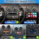 2+64G Car Radio for Nissan Rogue 9 inch Touch Screen 2007-2015 Stereo,Wireless Carplay/Andriod Auto/Bluetooth/WiFi//EQ Audio/AM/FM/Navigation/AHD Camera