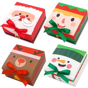 Ssyuysto 12PCS Christmas Gift Boxes with Lids and Ribbon  Small Holiday Present Boxes for Gifts Wrapping Xmas Party Favor Boxes Merry Christmas Decorative Packaging for Candy Cookies Small Gifts (6.7'' x 6.7'' x 3.5'')