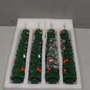 4Pcs Christmas Tree Flameless Taper Candles with Remote and Timer,LED Candles Battery Operated with Mini Ornaments,9.5" Real Wax Window Candlesticks with Flickering 3D Flame for Christmas Decoration (Green)