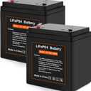 12V 5Ah LiFePO4 Rechargeable Backup Battery with BMS, 2000+ Cycles Garage Door Opener Replacement Battery for Chamberlain 41A6357-1/Liftmaster 485lm 8500w,2 Pack