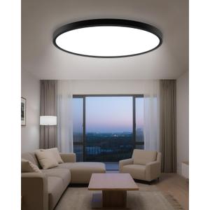 hepside 23INCH Big Dimmable Flush Mount Ceiling Light Fixture Black, 3CCT Selectable 3000/4000/6500K Ceiling Lamp, 50W 5000LM Super Bright Low Profile Light for Bedroom, Kitchen, Bathroom, Hallway, 23Inch-1pack