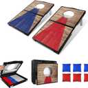 Portable Cornhole Board Set - Aluminum, Foldable 24x12in with 6 Bean Bags | for Adults, Indoor/Outdoor, Travel, Beach & Camping