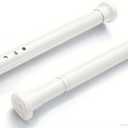 Tension Curtain Rod for Window, 28 to 43 Inches, Heavy Duty No-Drilling Tension Rod, Non-Slip Spring Loaded Shower Rod, Adjustable, Renter Friendly, White