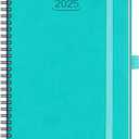 BEZEND 2025 Planner Daily Weekly & Monthly Spiral Bound 5.8" x 8.5" (Jan - Dec 2025) Agenda 2025 Vertical Calendar Book with Hourly Schedule, Monthly Tabs, Vegan Leather Softcover - Turquoise