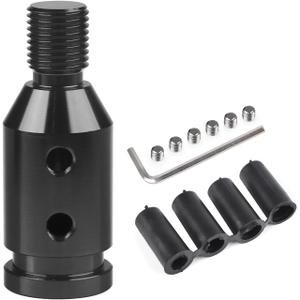 Universal Gear Shift Knob Adapter 12x1.25,Aluminum Alloy Shifter Knob Adapter, Gear Shift Adapter for Non-Threaded Manual Shifters M12x1.25(Black)