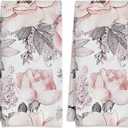 Pink Flowers and Leaves Watercolor Floral Hand Towels for Bathroom Set of 2,Absorbent Waffle Weave Kitchen Towels,Decorative Modern Bathroom Towel for Bath,Guest,Shower 16 X 24 Inch