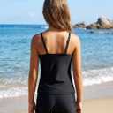 Beautyin Girls Tankini Swimsuit 2 Piece Bathing Suit Adjustable Straps Tween Tankini Swim Top & Shorts Swimwear 14Y (Black)