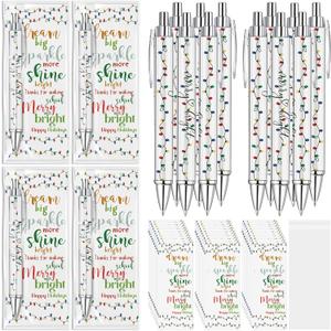 25 Sets Teacher Christmas Gifts Bulk with Light Bulb Pen & Thanks for Making School Cards Holiday Thank You Appreciation Gifts from Students Classroom Favors for School Office Supplies
