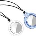 Airtag Necklace for Kids, Adjustable Waterproof Silicone Holder with Lanyard, Lightweight & Safe, 2 Pack (Clear + Blue)