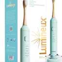 Lumineux Teeth Whitening Sonic Bamboo Electric Toothbrush for Adults - Includes 2 Soft Bristle Replaceable Bamboo Toothbrush Heads, Charging Station & USB Charge Cord - Rechargeable, Light Blue