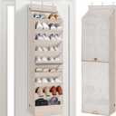 STORAGE MANIAC Over the Door Shoe Organizer with Curtain Dustproof Heavy-Duty Large Deep Pocket Hanging Shoe Organizer for Closet Dorm & Narrow Door Storage Shoe Holder Shoe Rack, 9-Shelf Beige 1 Pack