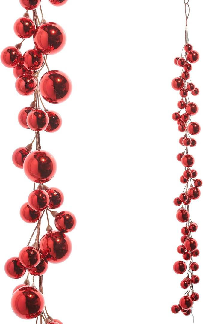 RAZ Imports - 4' Red Plastic Christmas Ball Garland