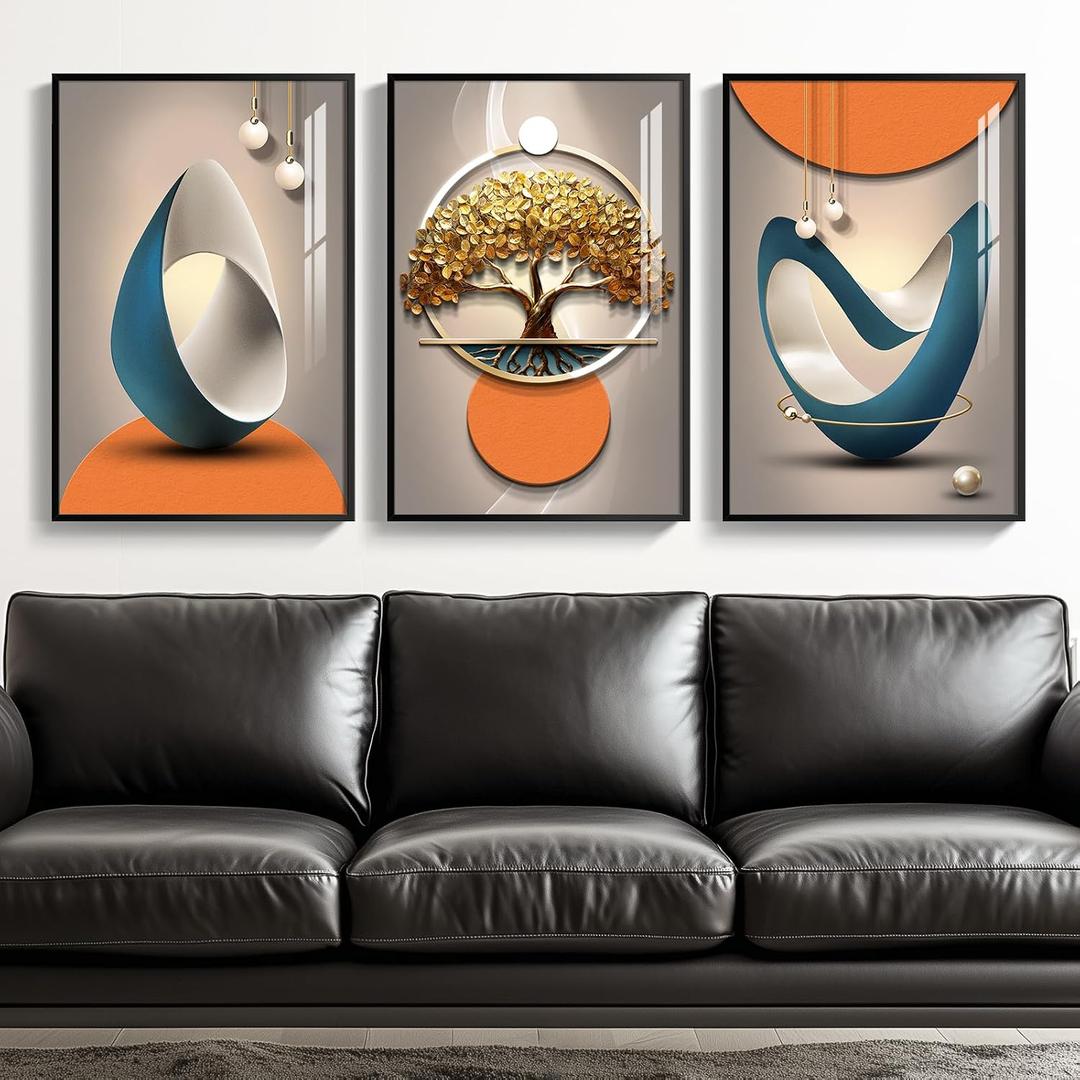 Framed Modern Luxury Abstract Wall Art for living room, 3 Piece 16x24 In