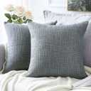 OTOSTAR Linen Throw Pillow Covers Set of 2 Decorative Square Pillowcases Cushion Covers 14x14 Inch for Home Decor Sofa Bedroom Car 35 x 35 CM Dark Grey