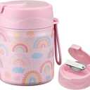 17oz Soup Thermo for Hot Food Kids,Insulated Food Jar with Spoon,Thermo Hot Food Lunch Container,Wide Mouth Leakproof Stainless Steel Lunch Box for School-Rainbow