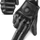 KEMIMOTO Motorcycle Gloves, Leather Motorcycle Riding Gloves for Men and Women, Touchscreen Motorbike Gloves for Motorcross Racing BMX MTB Cycling with Hard Knuckle Black, XL