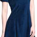 Allegra K Women's Short Sleeve Halloween Dresses Peter Pan Collar Casual Flare Skater Mini Vintage Dress 2025 (Large, Blue)